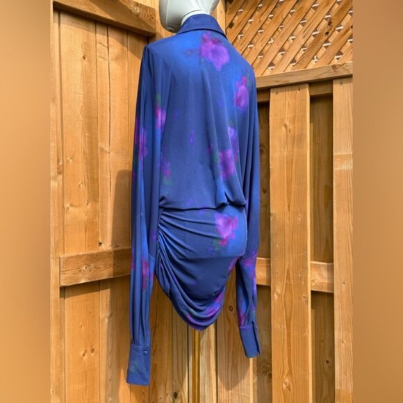 🆕 RAT & BOA 🧿 NWOT Volana Blue and Purple Floral Printed Cowl Neck Mini, Sz XS - Picture 9 of 16